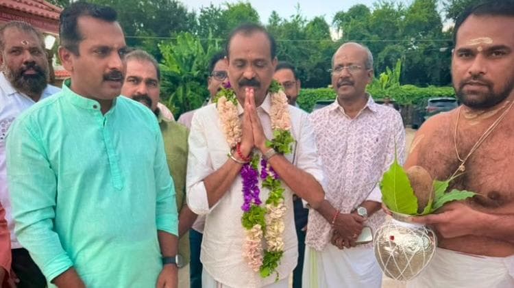 Reception for VV Rajesh and P Sreekumar:ഹൂസ്റ്റൺ ഗുരുവായൂരപ്പൻ ക്ഷേത്രത്തിൽ വി.വി. രാജേഷിനും പി. ശ്രീകുമാറിനും സ്വീകരണം